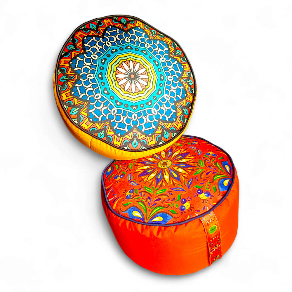 Relaxsit Bean Bag Stool – Traditional Round Footstool – Versatile Ottoman-style Footrest and Table Top – Dim. 45x45xH30cm - Relaxsit