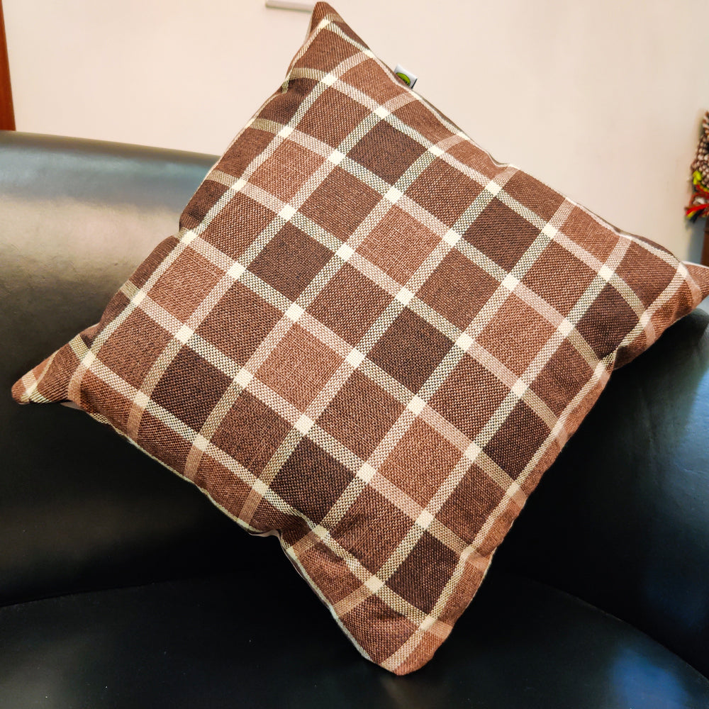 Relaxsit (Pack of 2) Jute Cushions Decorative Throw Pillow with Poms border Filled Cushion 17x17 inches