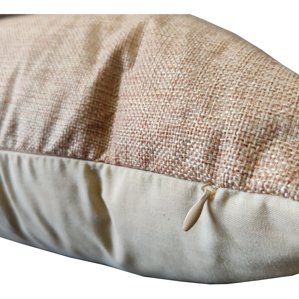 Relaxsit (Pack of 2) Jute Cushions Decorative Throw Pillow with Poms border Filled Cushion 17x17 inches