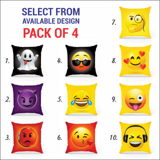 Relaxsit Emoji 3D lycra printed cushions Soft Pillows Stuffed Cushions Home Decor Pillows 14 x 14" single double and pack of 4.