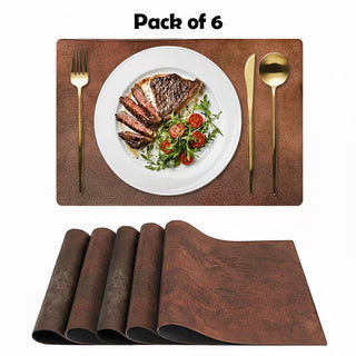 Genuine Leather Look Placemat, Runner, Tissue Box & Table Set Premium Dining Collection | Elegant & Durable Table Accessories