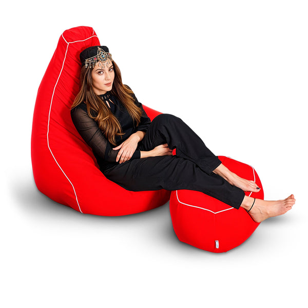Pear Bean Bag Lounger with foot stool