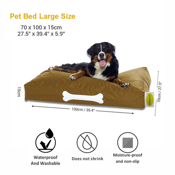 Washable Waterproof Pet Bed Large Size Filled with Beans Removable Cover for cats & Dogs Large Size - Relaxsit