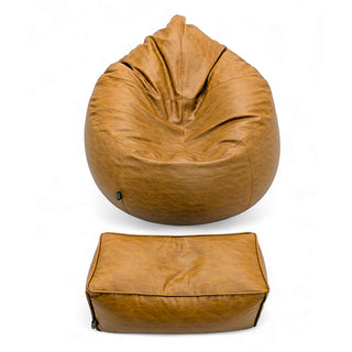 Relaxsit Premium jumboo Leather poof bean bag set with jumboo automan crushed foam and polystyrene filling.