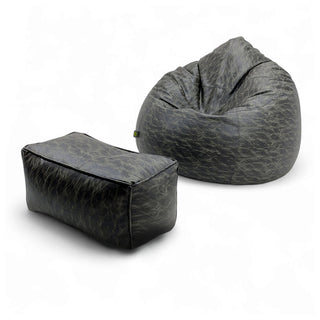 Relaxsit Premium jumboo Leather poof bean bag set with jumboo automan crushed foam and polystyrene filling.