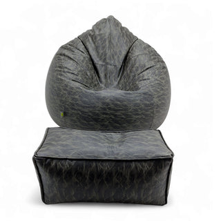 Relaxsit Premium jumboo Leather poof bean bag set with jumboo automan crushed foam and polystyrene filling.