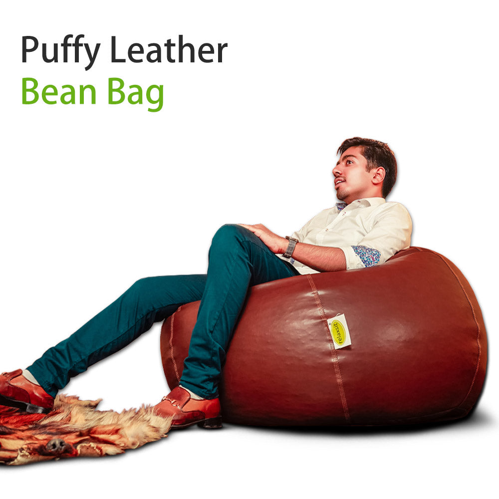 Relaxsit Puffy Leather Bean Bag – Versatile Comfy Bean Bag for Lounge and Bedroom – Water-Repellant Dim. 110x80cm