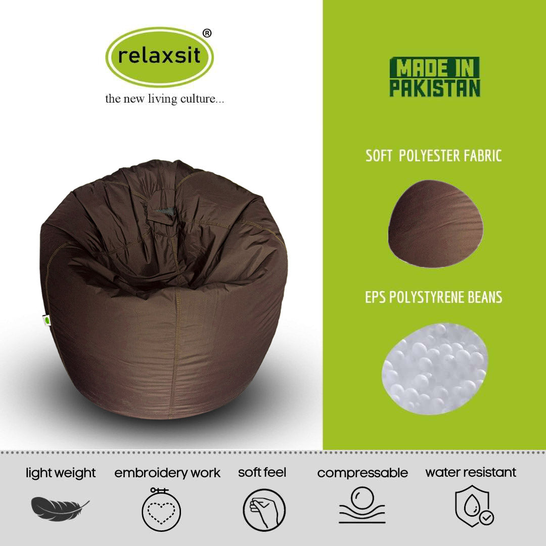 Puffy Plain Fabric Bean Bag Chair -  - Relaxsit