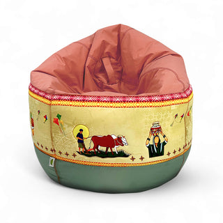 Relaxsit  Round pouf bean bag Punjab, Sindh,  Balochistan,  Khyber Pakhtunkhwa (KPK) Premium Quality printed  Cultural presentation
