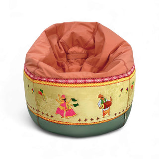 Relaxsit  Round pouf bean bag Punjab, Sindh,  Balochistan,  Khyber Pakhtunkhwa (KPK) Premium Quality printed  Cultural presentation