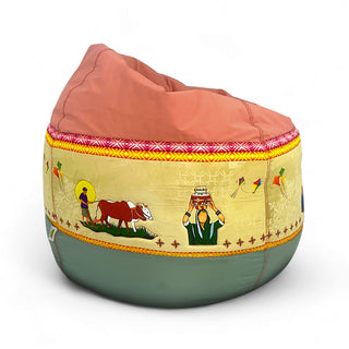 Relaxsit  Round pouf bean bag Punjab, Sindh,  Balochistan,  Khyber Pakhtunkhwa (KPK) Premium Quality printed  Cultural presentation