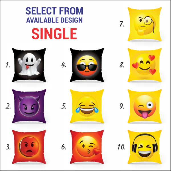Relaxsit Emoji 3D lycra printed cushions Soft Pillows Stuffed Cushions Home Decor Pillows 14 x 14" single double and pack of 4.