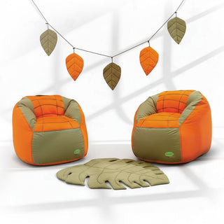 Set of 2 Fabric Sports Chair Bean Bag with  polyester leaf mat and double sided wall hanging.