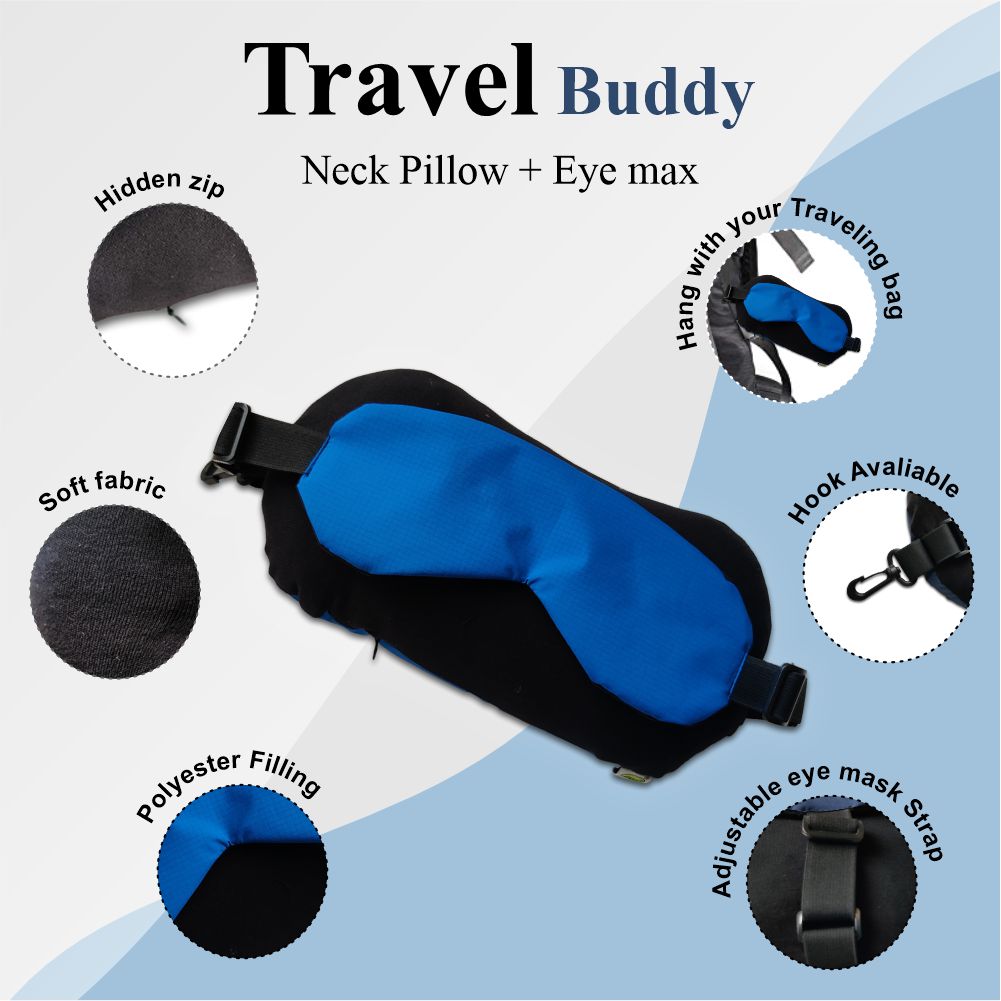 Travel Buddy Neck Pillow With Eye Mask 2 In 