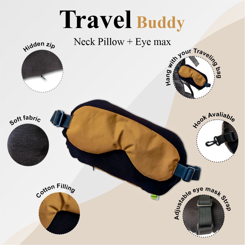 Travel Buddy Neck Pillow With Eye Mask 2 In 