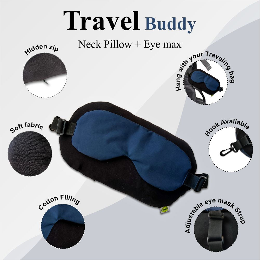 Travel Buddy Neck Pillow With Eye Mask 2 In 