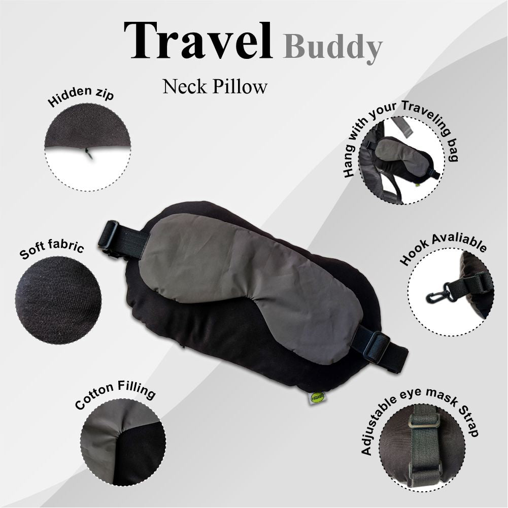 Travel Buddy Neck Pillow With Eye Mask 2 In 