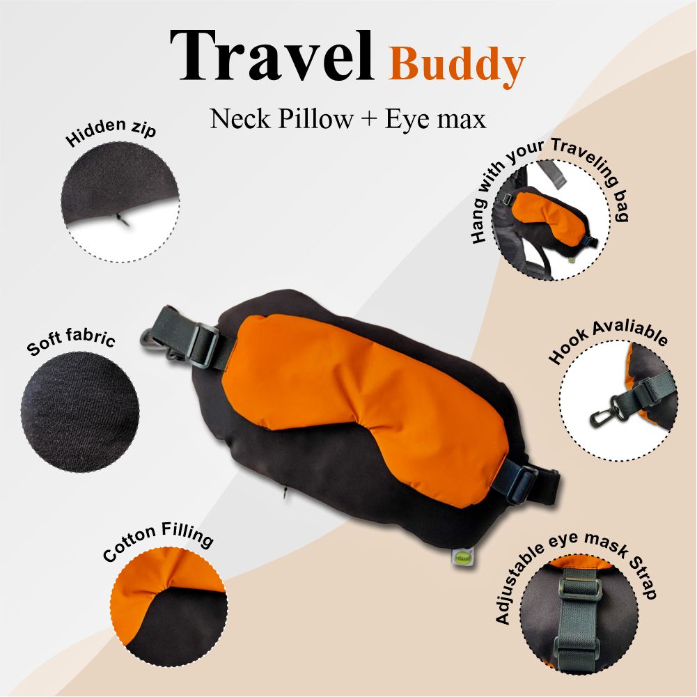 Travel Buddy Neck Pillow With Eye Mask 2 In 