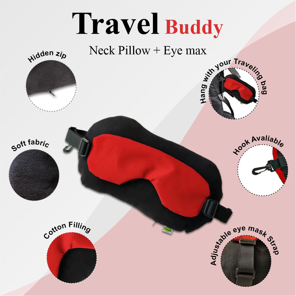 Travel Buddy Neck Pillow With Eye Mask 2 In 