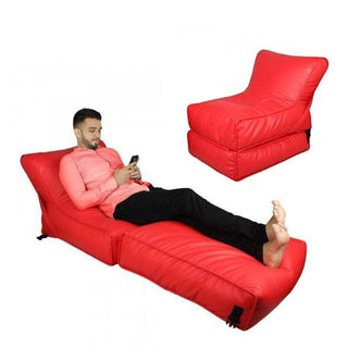 Wallow Flip-Out Lounger Leather Bean Bag Bed Chair Sofa - Relaxsit