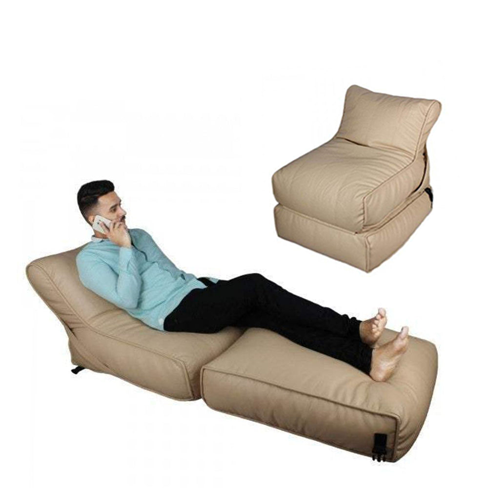Wallow Flip-Out Lounger Leather Bean Bag Bed Chair Sofa - Relaxsit