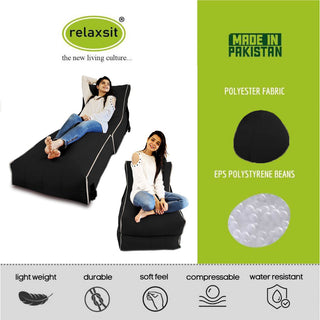 Relaxsit Wallow Bean Bag Bed Chair – Multipurpose Water Repellant Flip out Sofa – Polyester Bean Bag with Easy Refilling Option - Relaxsit