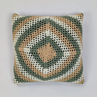Relaxsit Handmade Crochet Geomatric  Pattern Cushion – Soft Decorative Throw Pillow for Living Room & Bedroom