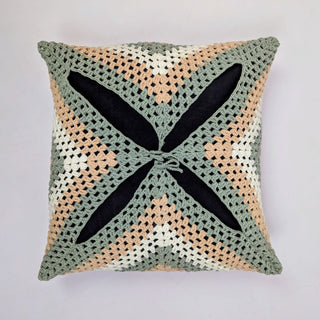 Relaxsit Handmade Crochet Geomatric  Pattern Cushion – Soft Decorative Throw Pillow for Living Room & Bedroom
