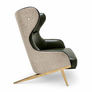 Luxury Genuine Leather Relaxsit Wing Chair – Modern High Back Accent Lounge Chair Green Leather Armchair
