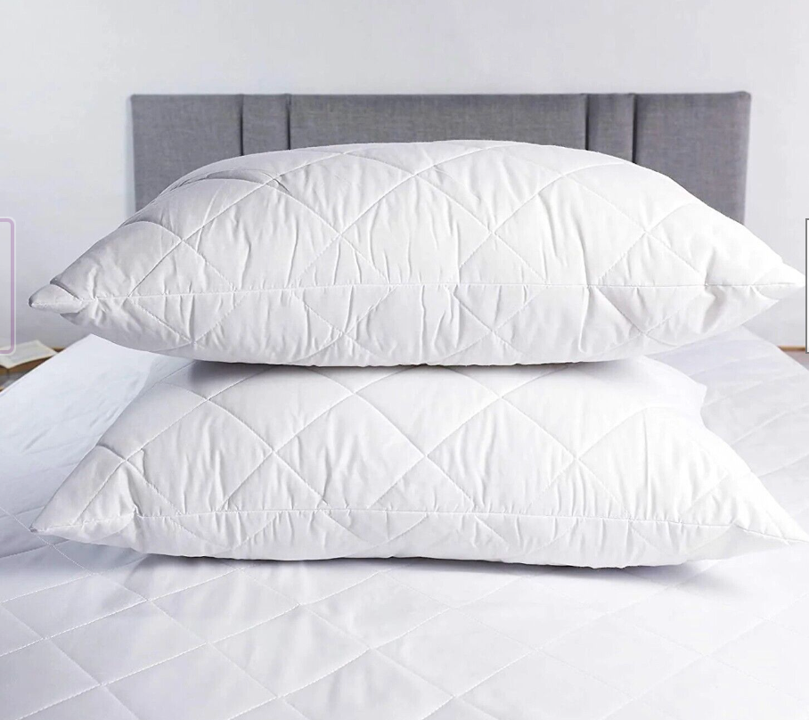 Relaxsit Ball Fibre White Quilted Pillow - High-quality Ball Fiber pillows, Super soft and Firm Support cushion Quilted cotton Pillow Pack Of 2