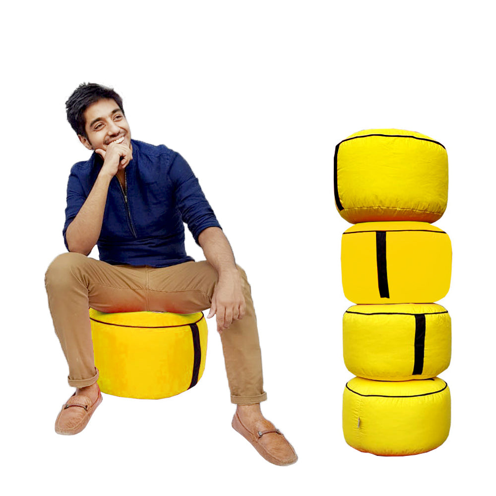Emoji Trendy Ottoman / Foot Stool - Circle Japanese Parachute Fabric Ottoman Foot Rest 