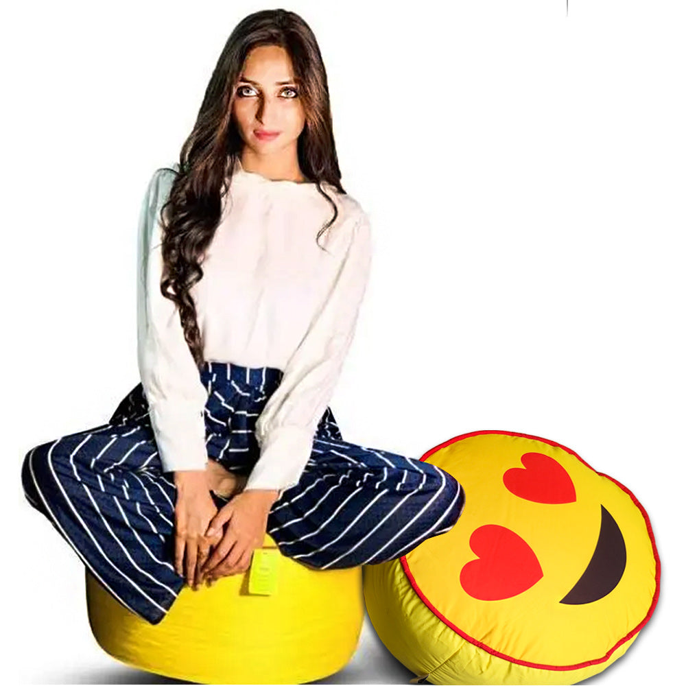 Emoji Trendy Ottoman / Foot Stool - Circle Japanese Parachute Fabric Ottoman Foot Rest 