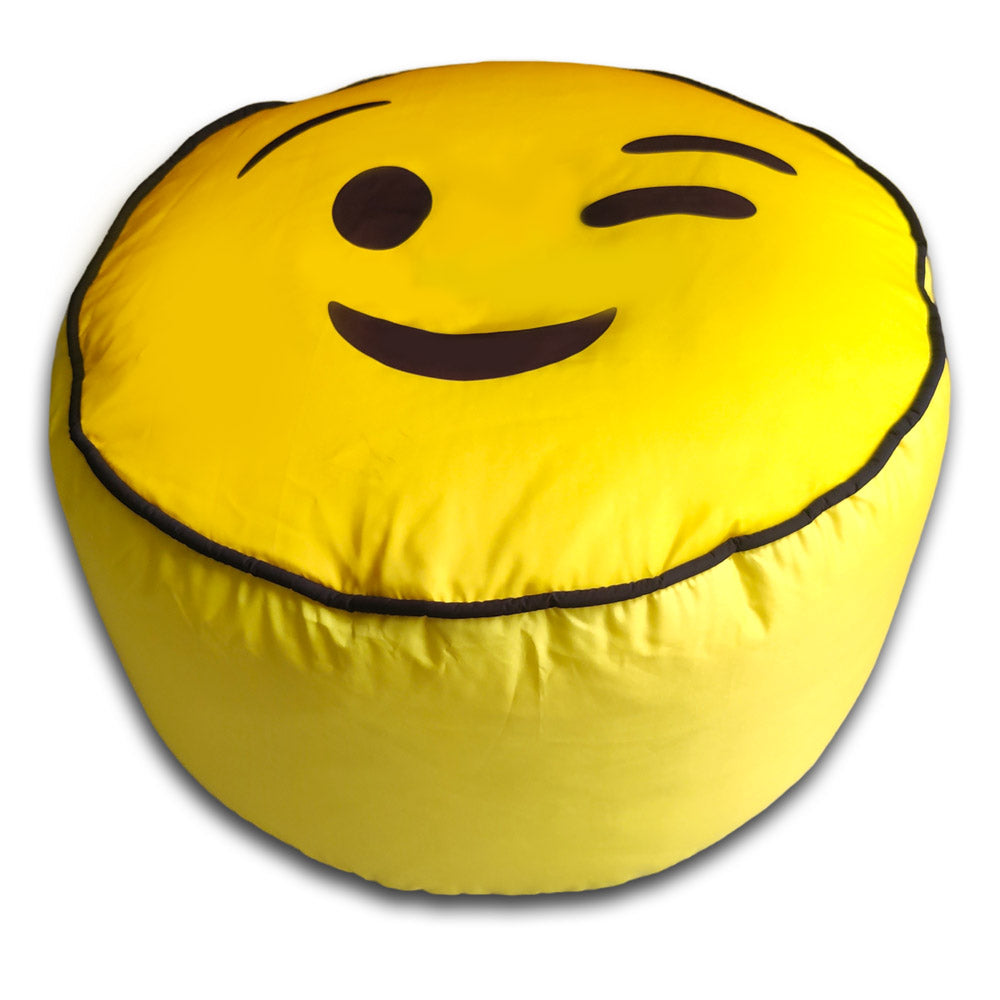 Emoji Trendy Ottoman / Foot Stool - Circle Japanese Parachute Fabric Ottoman Foot Rest 