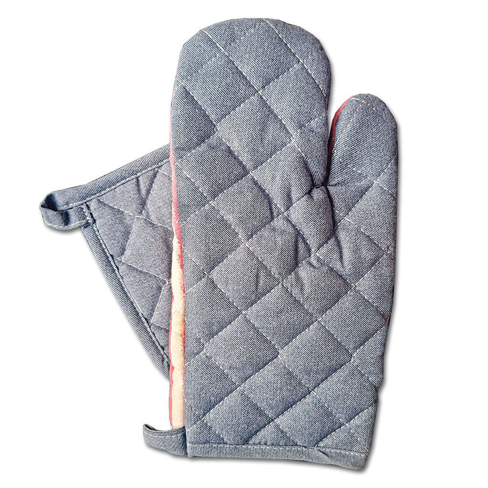 Relaxsit Heat Resistant Kitchen Oven Gloves or mitt set (Pack of 2) and glove plus potholder (set of 2) Printed chef's gloves with reinforced web guard plus cotton