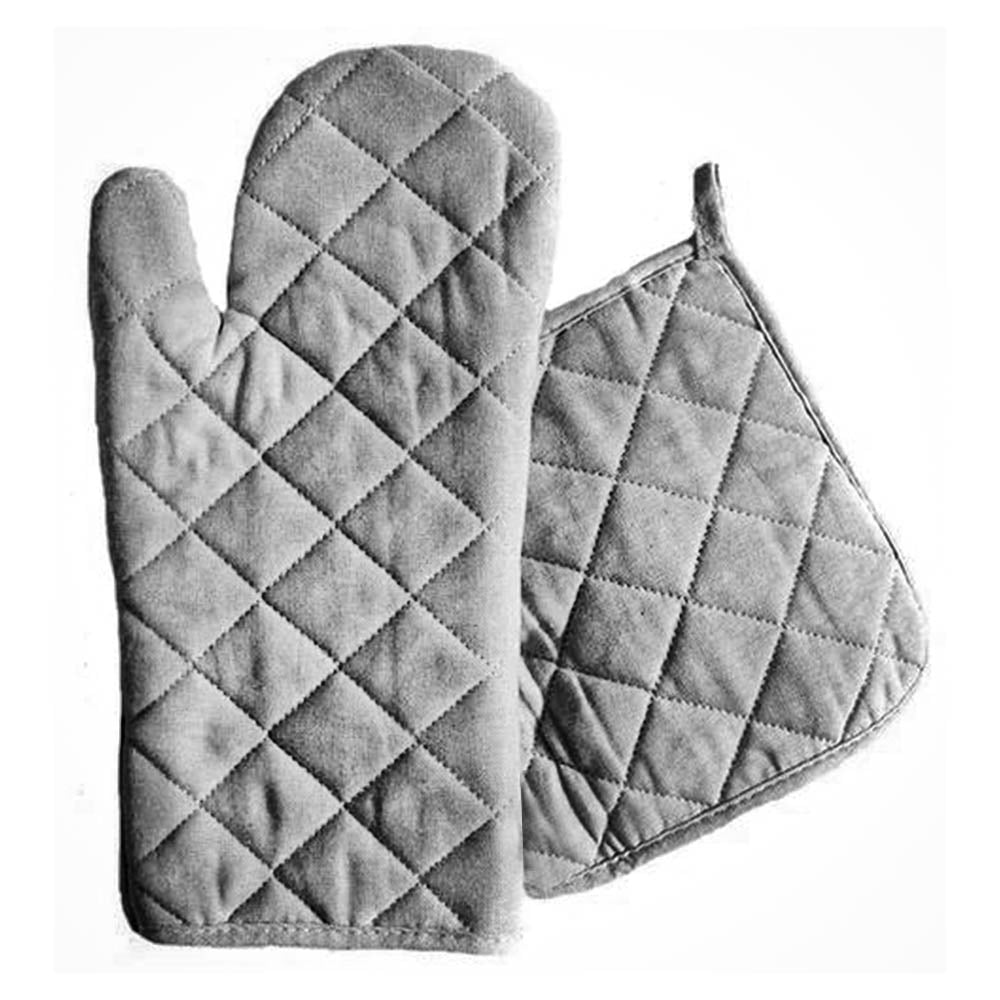 Relaxsit Heat Resistant Kitchen Oven Gloves or mitt set (Pack of 2) and glove plus potholder (set of 2) Printed chef's gloves with reinforced web guard plus cotton