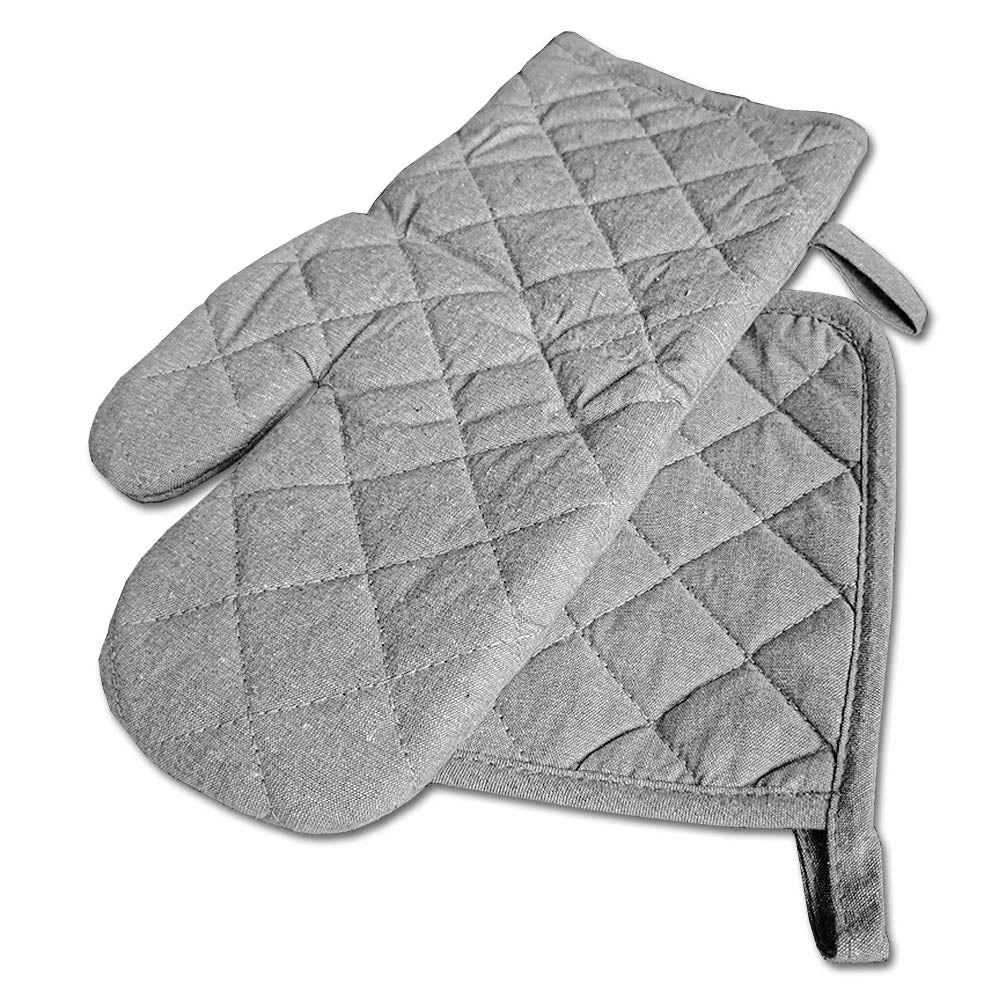 Relaxsit Heat Resistant Kitchen Oven Gloves or mitt set (Pack of 2) and glove plus potholder (set of 2) Printed chef's gloves with reinforced web guard plus cotton