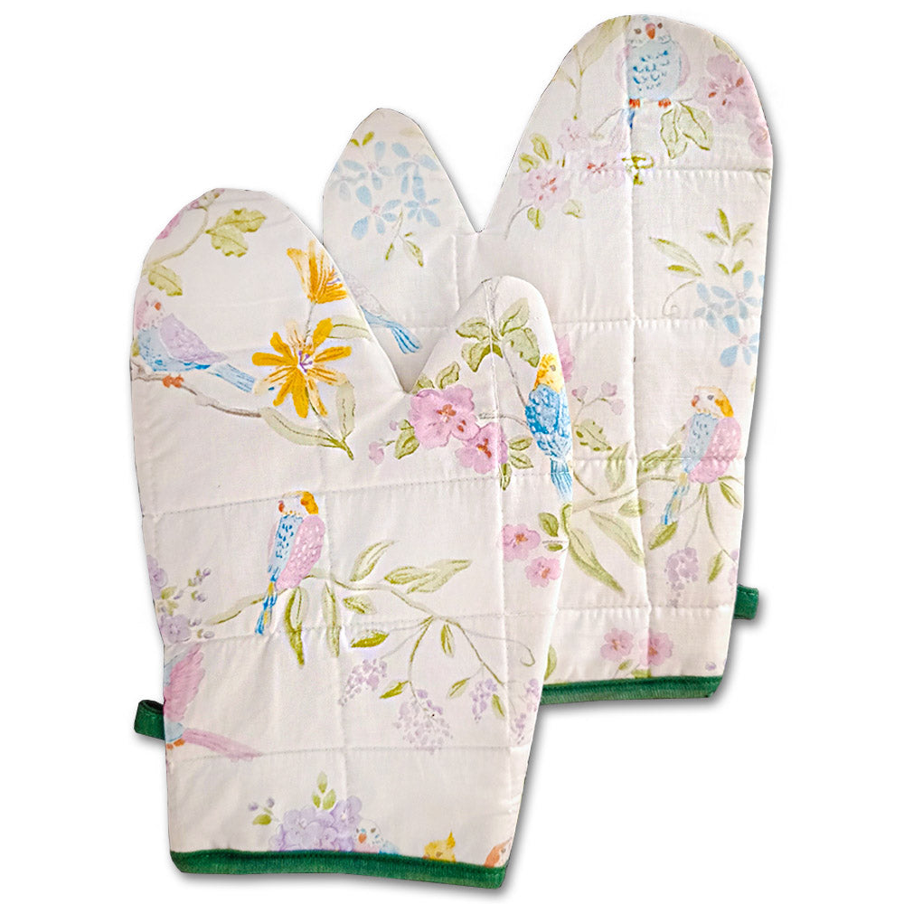 Relaxsit Heat Resistant Kitchen Oven Gloves or mitt set (Pack of 2) and glove plus potholder (set of 2) Printed chef's gloves with reinforced web guard plus cotton