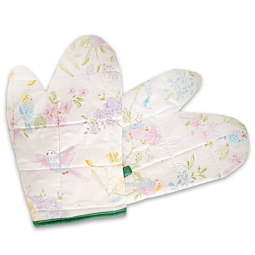 Relaxsit Heat Resistant Kitchen Oven Gloves or mitt set (Pack of 2) and glove plus potholder (set of 2) Printed chef's gloves with reinforced web guard plus cotton