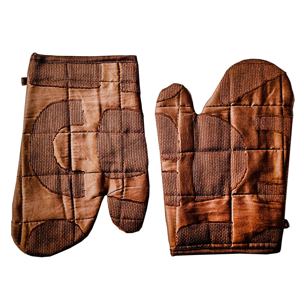 Relaxsit Heat Resistant Kitchen Oven Gloves or mitt set (Pack of 2) and glove plus potholder (set of 2) Printed chef's gloves with reinforced web guard plus cotton
