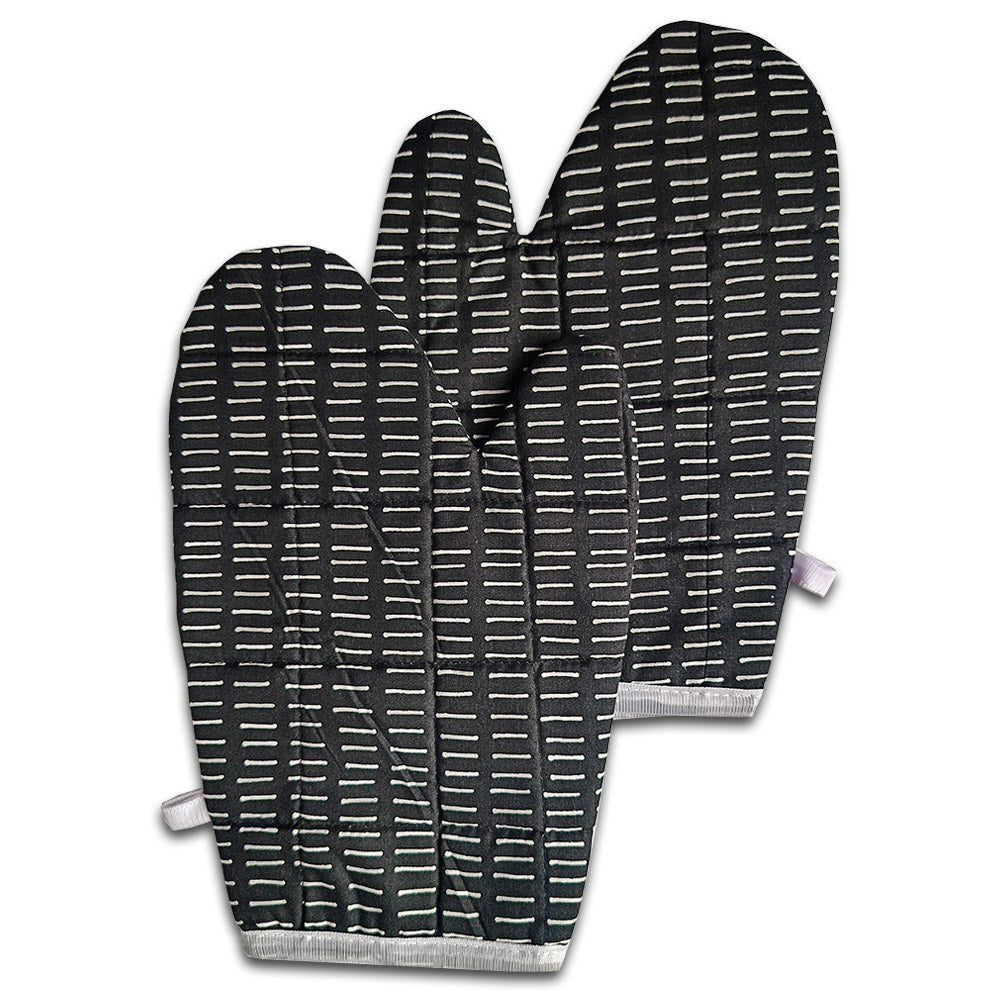 Relaxsit Heat Resistant Kitchen Oven Gloves or mitt set (Pack of 2) and glove plus potholder (set of 2) Printed chef's gloves with reinforced web guard plus cotton