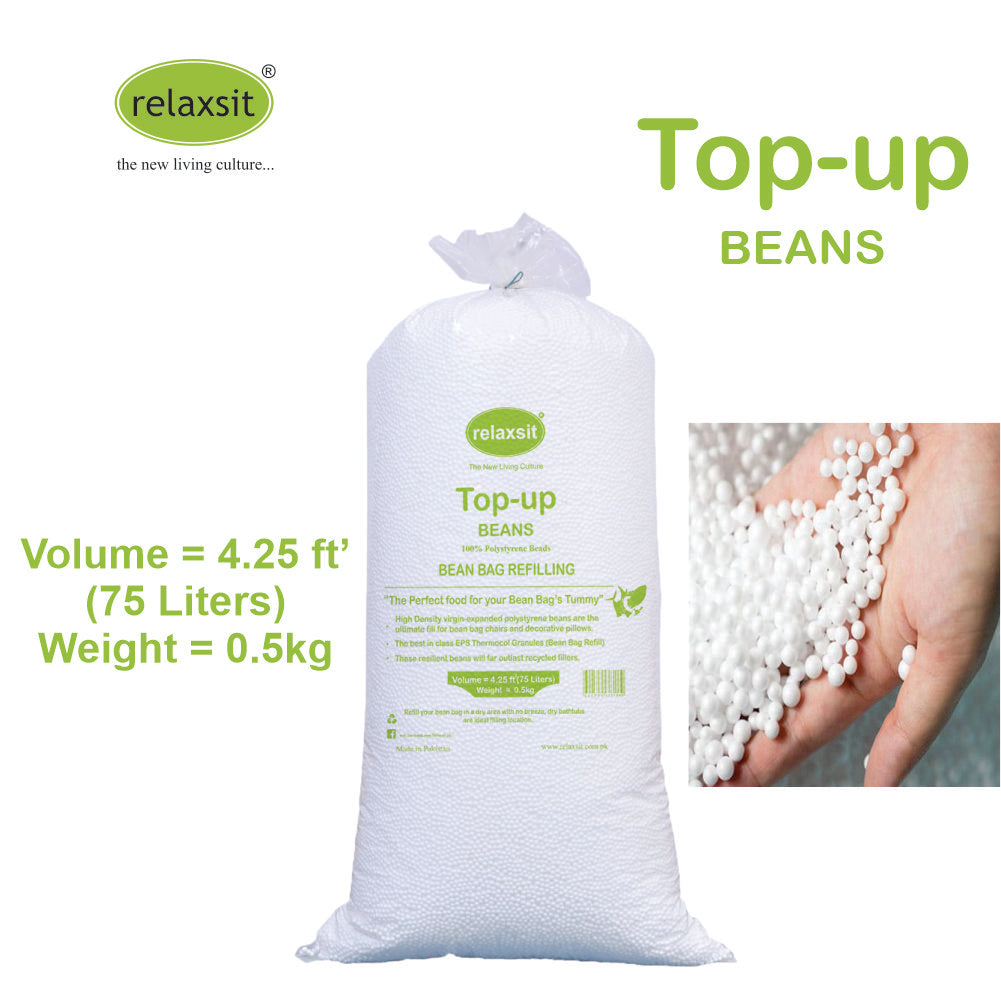 Relaxsit EPS Pearls – Premium Quality Polystyrene Beans – Bean Bag Refilling Available in 0.5, 1, 2, and 4kg Packets -  - Relaxsit