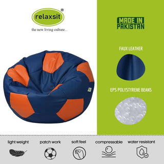Kids Leather Football Bean Bag Chair - ideal below 10years age - 