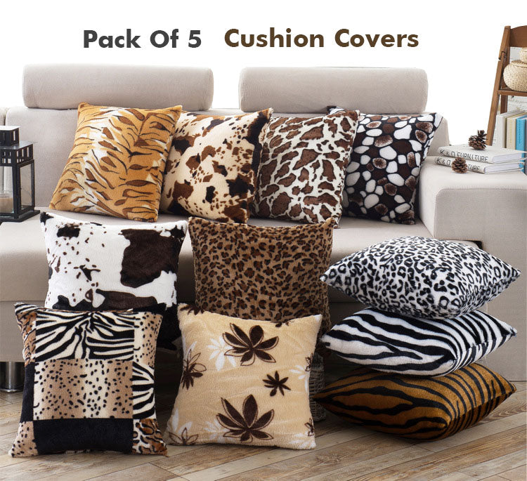 Relaxsit (Pack of 5)Throw Pillow Office Home Decor Case Animal Print Cushion Bedroom Soft Plush for Sofa Car Cushion Covers or Filled option size: 14" x 14" -  - RelaxsitAnimal Skin Cushion -Relaxsit
