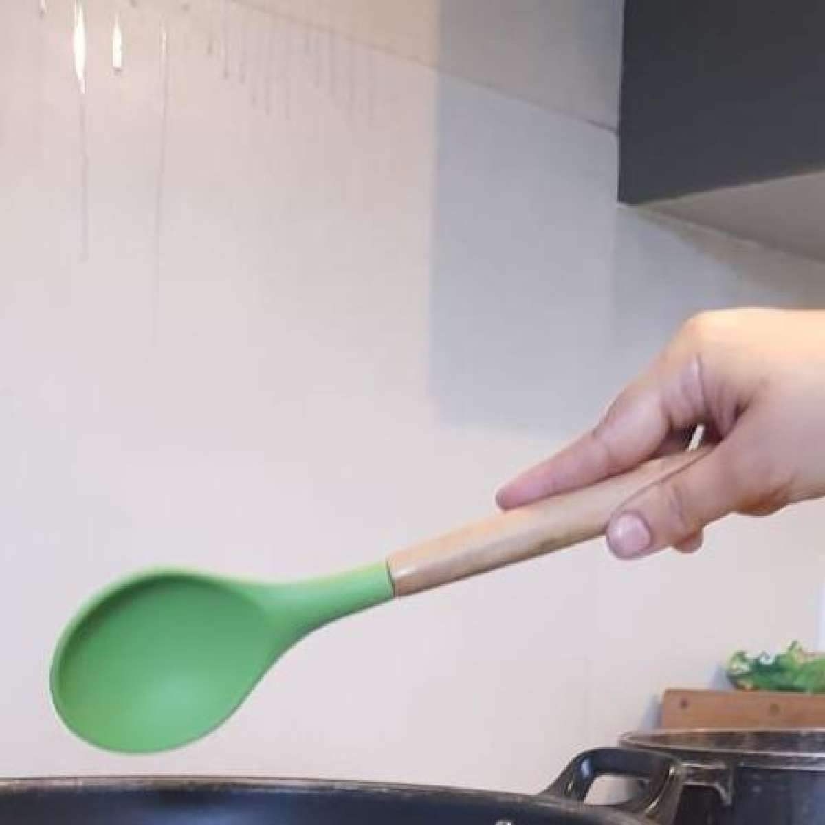 Silicone Cooking Spoon - Bamboo Handle Cooking Spoon - Relaxsit