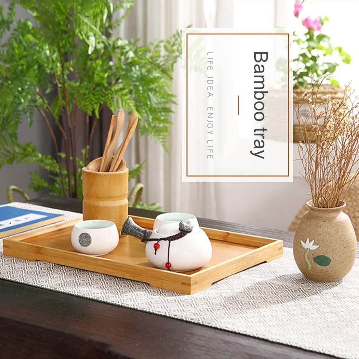 Bamboo Wood Serving Tray Tea Coffee Food Platter - relaxsit,.official