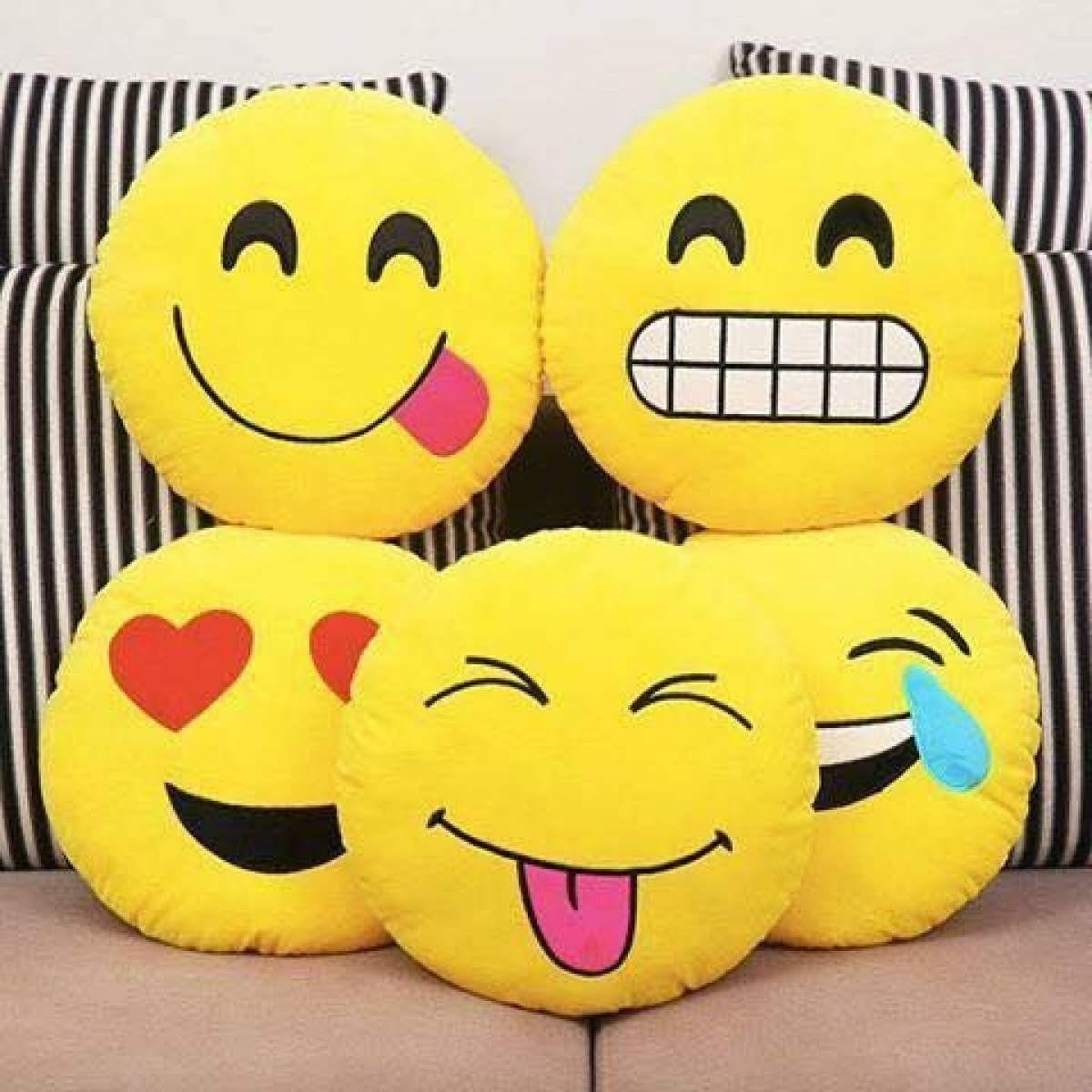 Pack of 5 Assorted Emoji Soft Pillows Stuffed Cushions Round Home Decor Pillows Relaxsit
