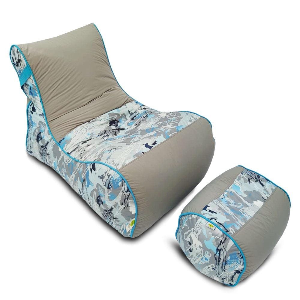 Digital Printed Large Lounger Bean Bag with Stool - Home Decor Chairs Matching Furniture grand sofa beans bag - Relaxsit