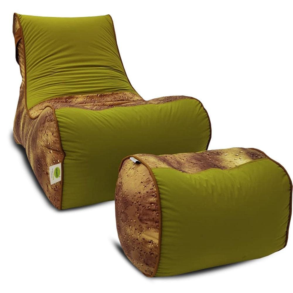 Digital Printed Large Lounger Bean Bag with Stool - Home Decor Chairs Matching Furniture grand sofa beans bag - Relaxsit