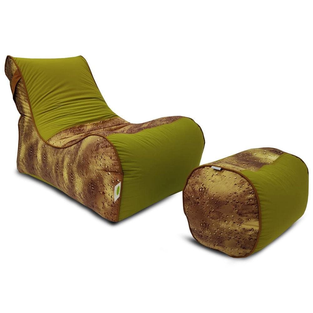 Digital Printed Large Lounger Bean Bag with Stool - Home Decor Chairs Matching Furniture grand sofa beans bag - Relaxsit