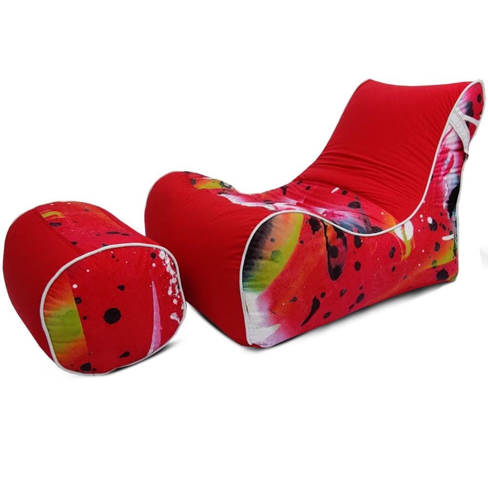 Digital Printed Large Lounger Bean Bag with Stool - Home Decor Chairs Matching Furniture grand sofa beans bag - Relaxsit